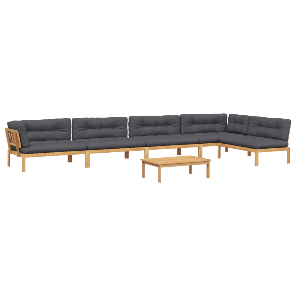 6-delige Loungeset pallet met kussens massief acaciahout is nu te koop bij PeponiXL, paradijselijk wonen!
