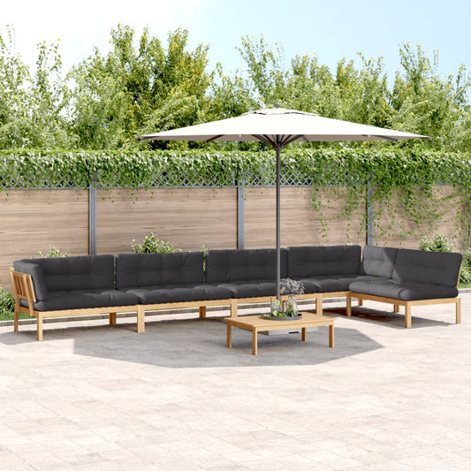 6-delige Loungeset pallet met kussens massief acaciahout is nu te koop bij PeponiXL, paradijselijk wonen!