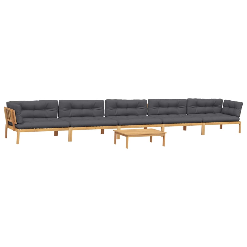 6-delige Loungeset pallet met kussens massief acaciahout is nu te koop bij PeponiXL, paradijselijk wonen!
