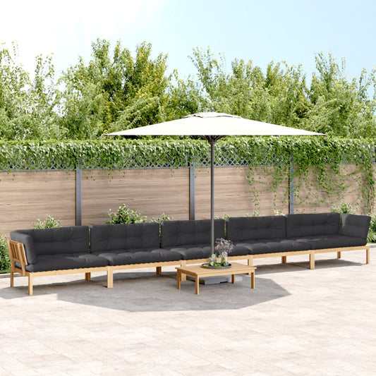 6-delige Loungeset pallet met kussens massief acaciahout is nu te koop bij PeponiXL, paradijselijk wonen!