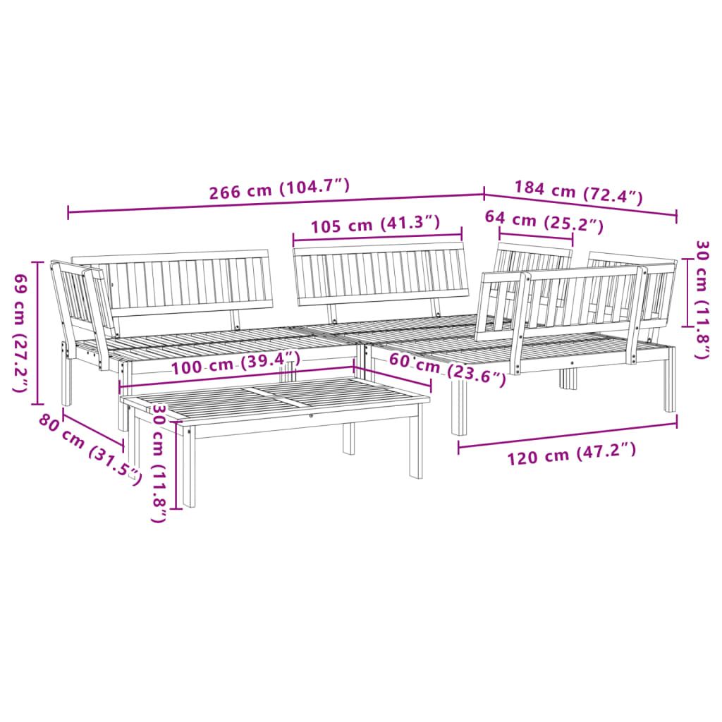 4-delige Loungeset pallet massief acaciahout is nu te koop bij PeponiXL, paradijselijk wonen!