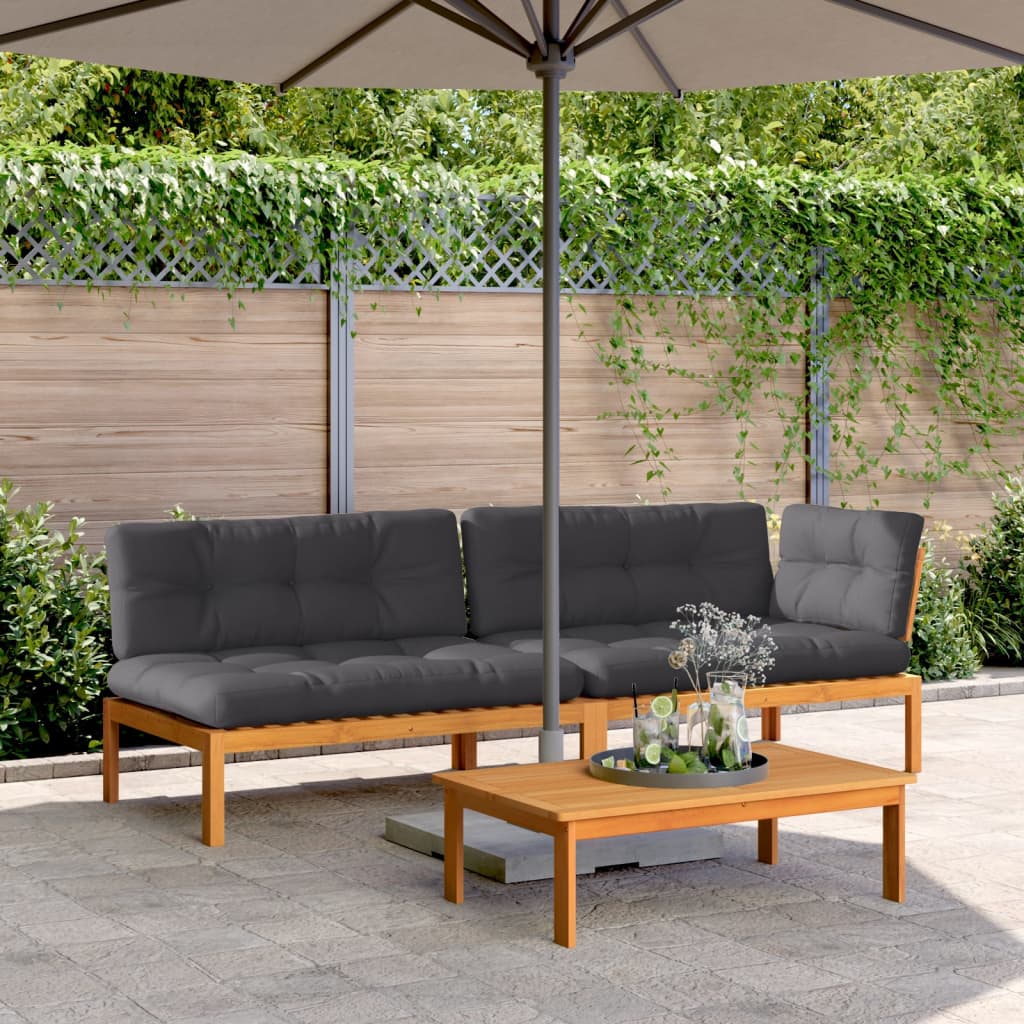 3-delige Loungeset pallet met kussens massief acaciahout is nu te koop bij PeponiXL, paradijselijk wonen!