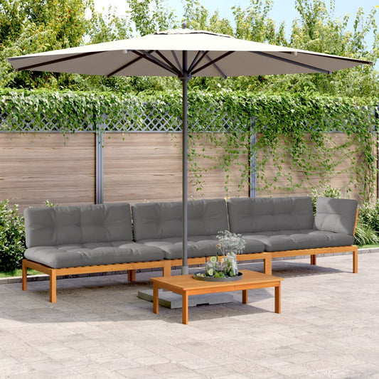 4-delige Loungeset pallet met kussens massief acaciahout is nu te koop bij PeponiXL, paradijselijk wonen!