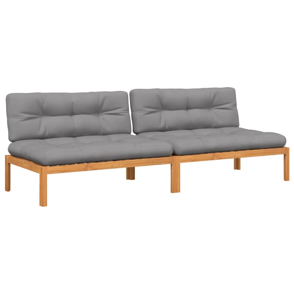 Tuinmiddenbanken 2 st pallet met kussens massief acaciahout is nu te koop bij PeponiXL, paradijselijk wonen!