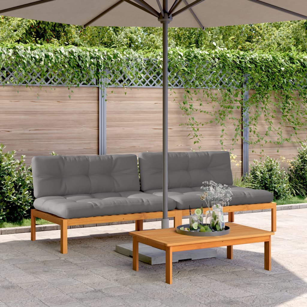 Tuinmiddenbanken 2 st pallet met kussens massief acaciahout is nu te koop bij PeponiXL, paradijselijk wonen!
