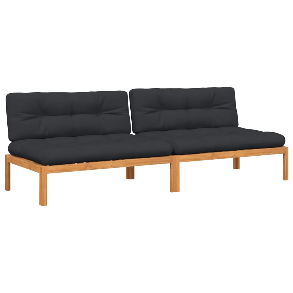 Tuinmiddenbanken 2 st pallet met kussens massief acaciahout is nu te koop bij PeponiXL, paradijselijk wonen!