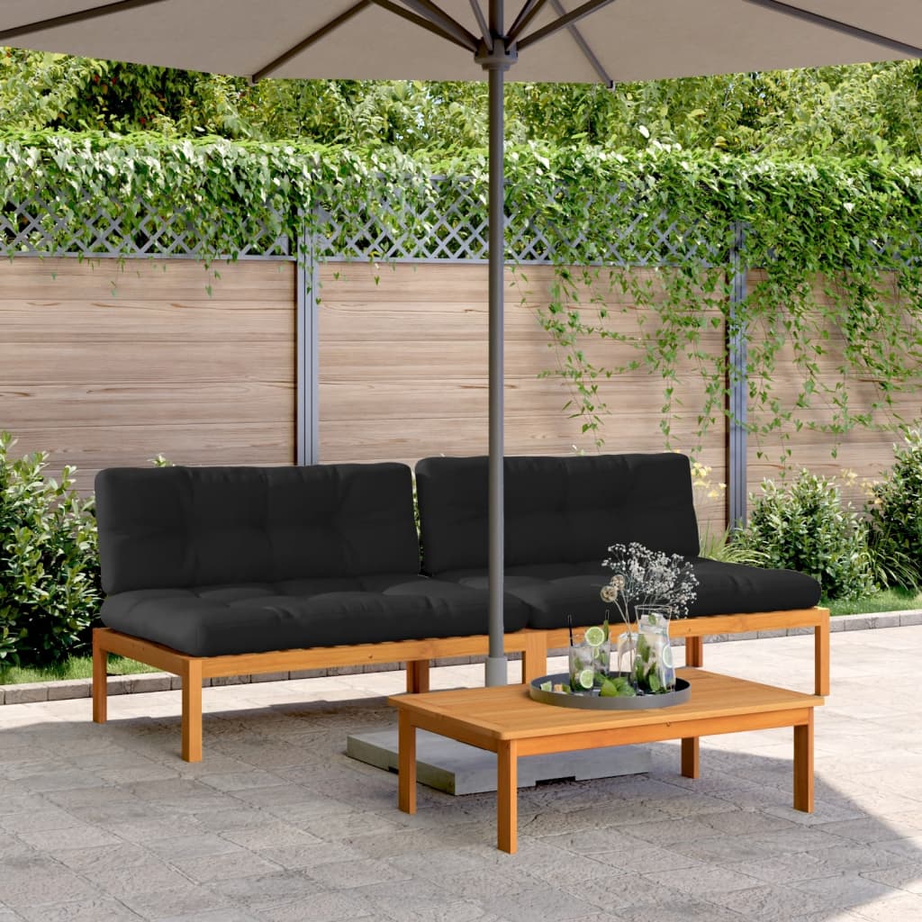 Tuinmiddenbanken 2 st pallet met kussens massief acaciahout is nu te koop bij PeponiXL, paradijselijk wonen!