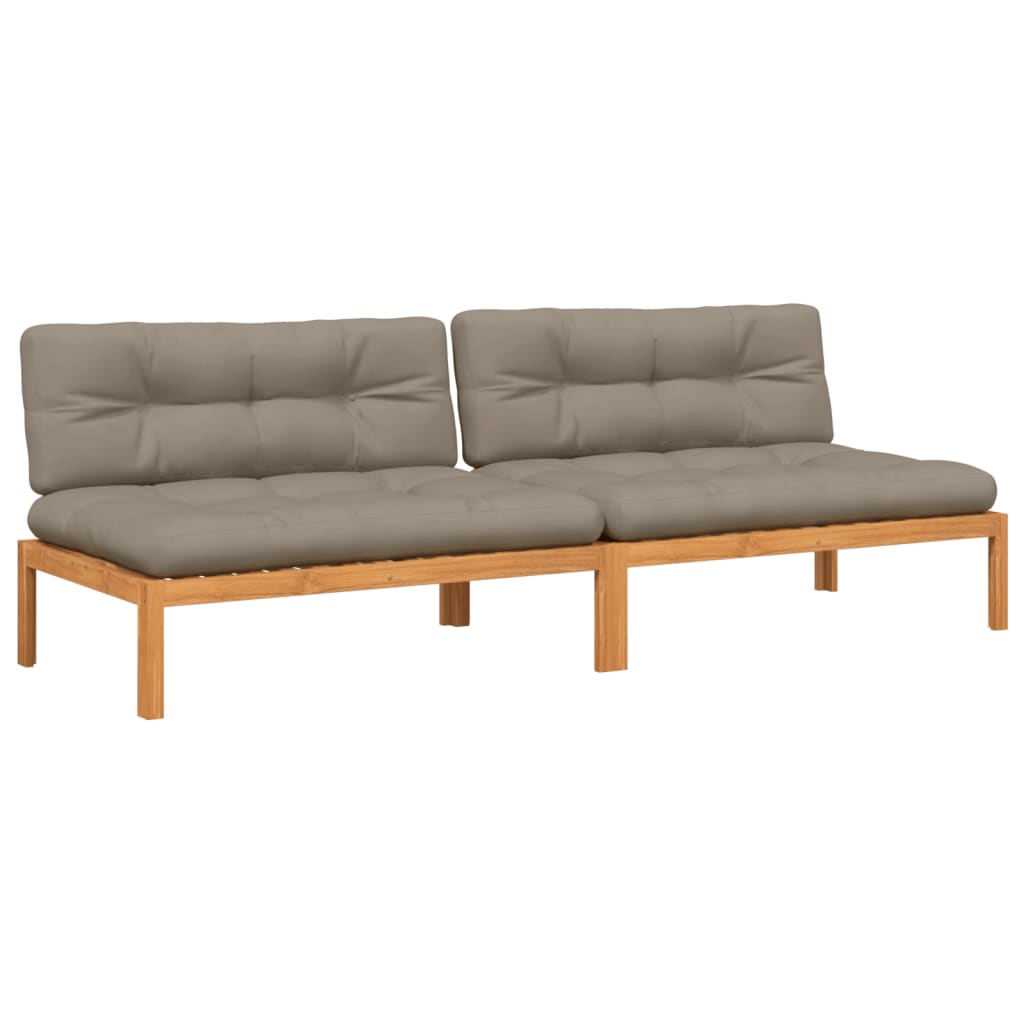 Tuinmiddenbanken 2 st pallet met kussens massief acaciahout is nu te koop bij PeponiXL, paradijselijk wonen!