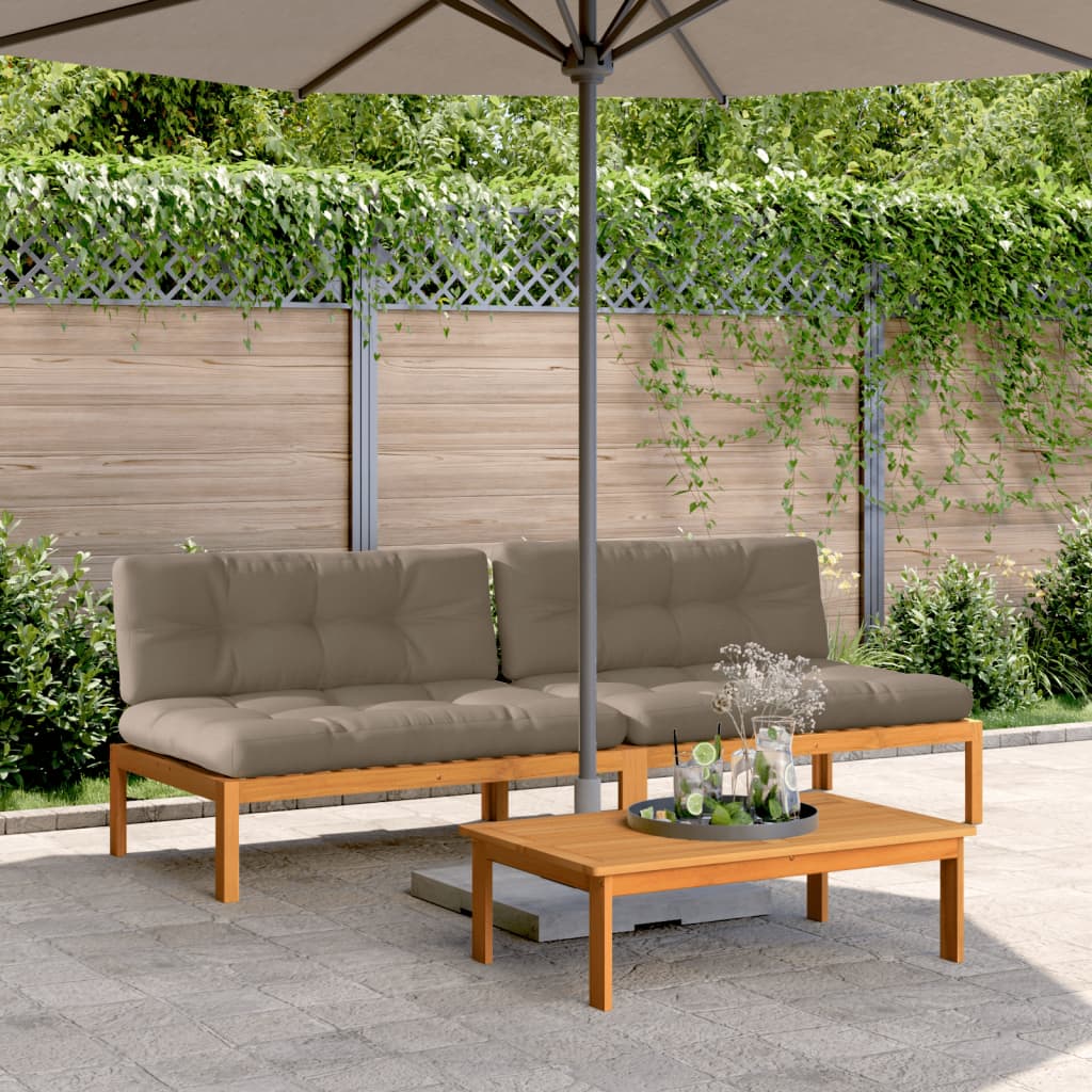 Tuinmiddenbanken 2 st pallet met kussens massief acaciahout is nu te koop bij PeponiXL, paradijselijk wonen!