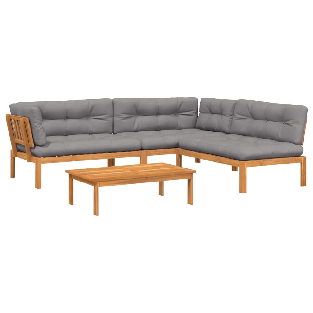 4-delige Loungeset pallet met kussens massief acaciahout is nu te koop bij PeponiXL, paradijselijk wonen!