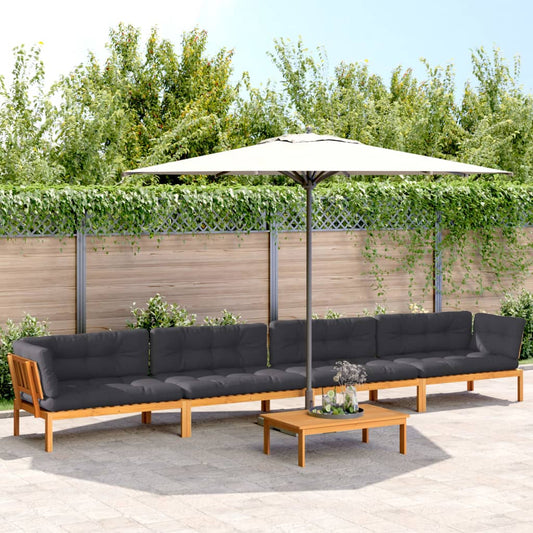 5-delige Loungeset pallet met kussens massief acaciahout is nu te koop bij PeponiXL, paradijselijk wonen!