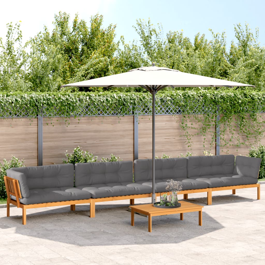 5-delige Loungeset pallet met kussens massief acaciahout is nu te koop bij PeponiXL, paradijselijk wonen!