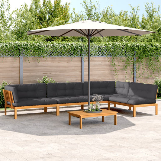 5-delige Loungeset pallet met kussens massief acaciahout is nu te koop bij PeponiXL, paradijselijk wonen!