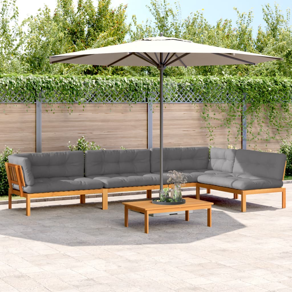 5-delige Loungeset pallet met kussens massief acaciahout is nu te koop bij PeponiXL, paradijselijk wonen!