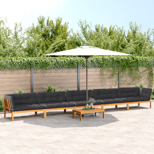 6-delige Loungeset pallet met kussens massief acaciahout is nu te koop bij PeponiXL, paradijselijk wonen!