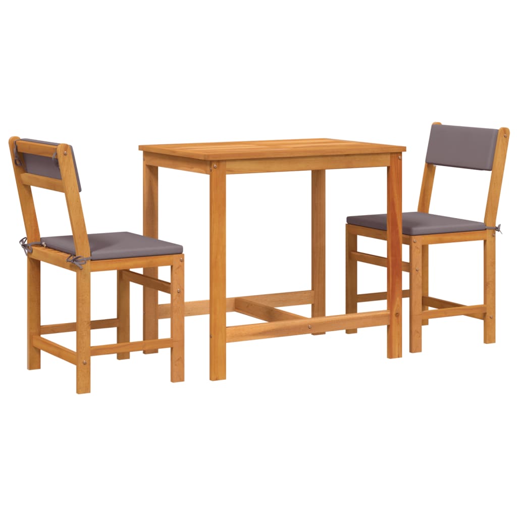3-delige Balkonset met kussens massief acaciahout is nu te koop bij PeponiXL, paradijselijk wonen!