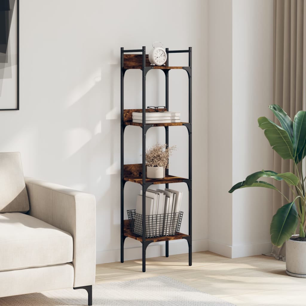 Boekenkast 4-laags 35x30x138,5 cm bewerkt hout gerookt eiken is nu te koop bij PeponiXL, paradijselijk wonen!