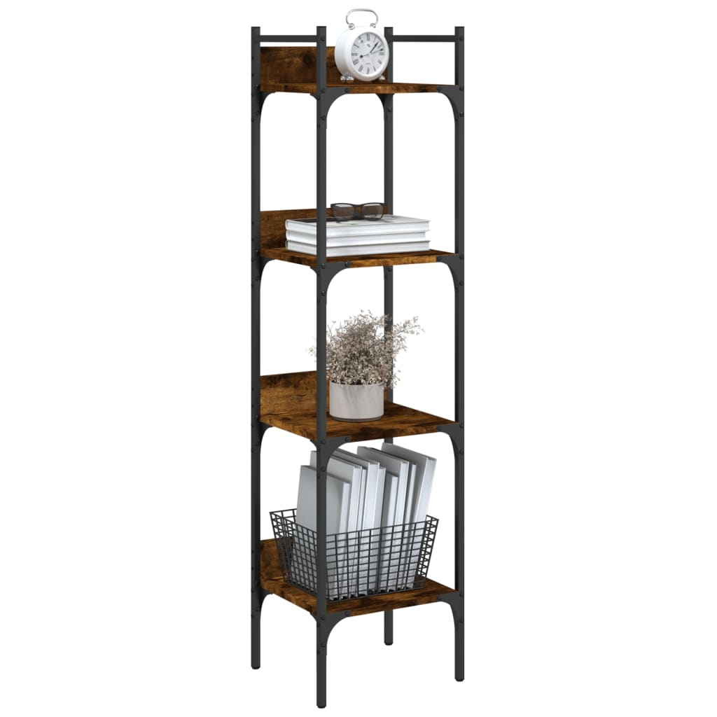Boekenkast 4-laags 35x30x138,5 cm bewerkt hout gerookt eiken is nu te koop bij PeponiXL, paradijselijk wonen!