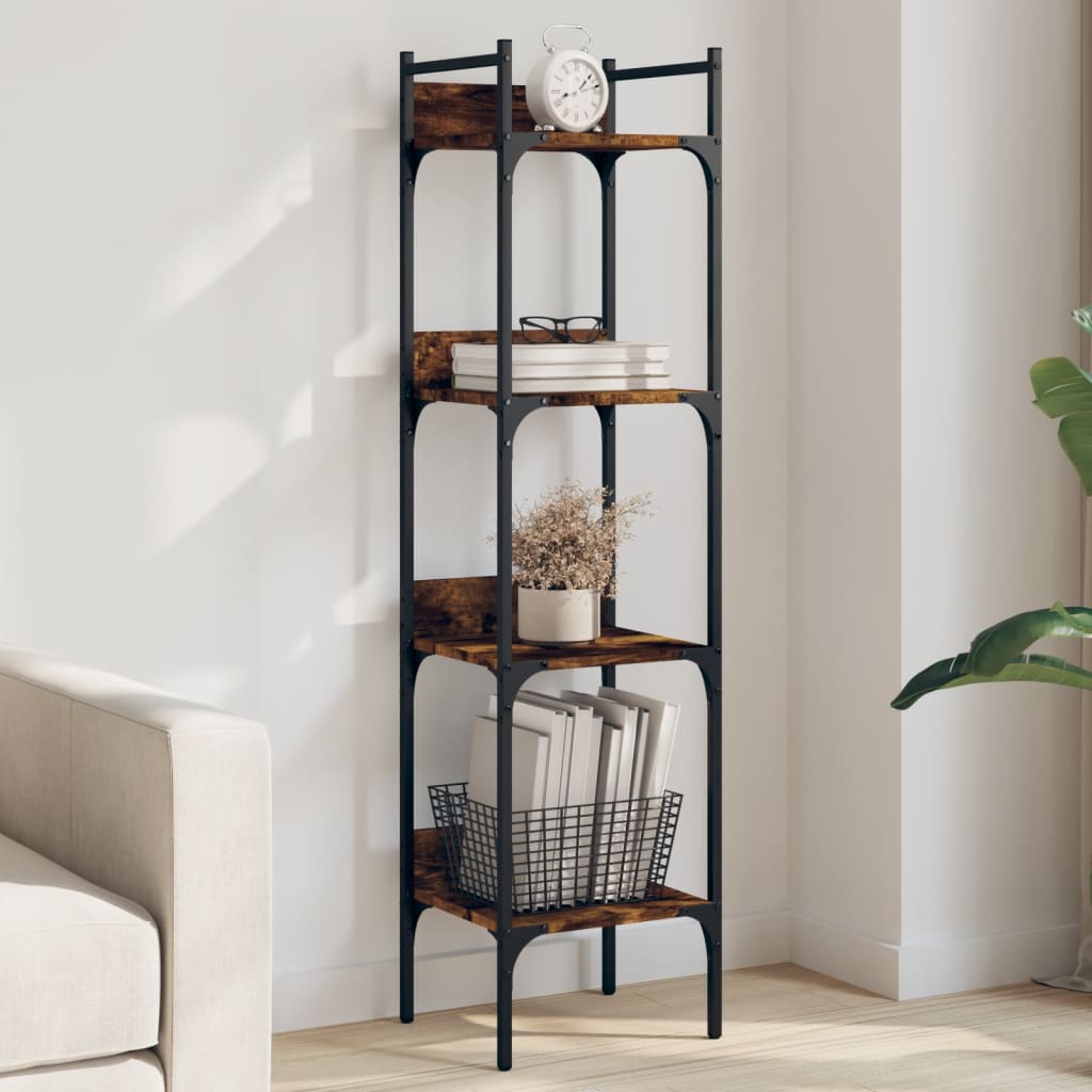 Boekenkast 4-laags 35x30x138,5 cm bewerkt hout gerookt eiken is nu te koop bij PeponiXL, paradijselijk wonen!