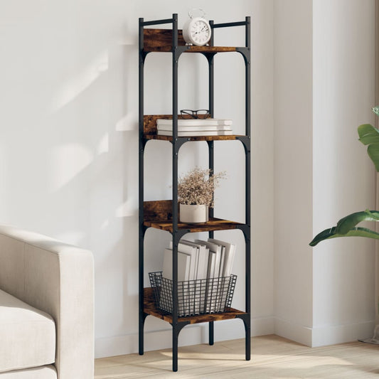Boekenkast 4-laags 35x30x138,5 cm bewerkt hout gerookt eiken is nu te koop bij PeponiXL, paradijselijk wonen!
