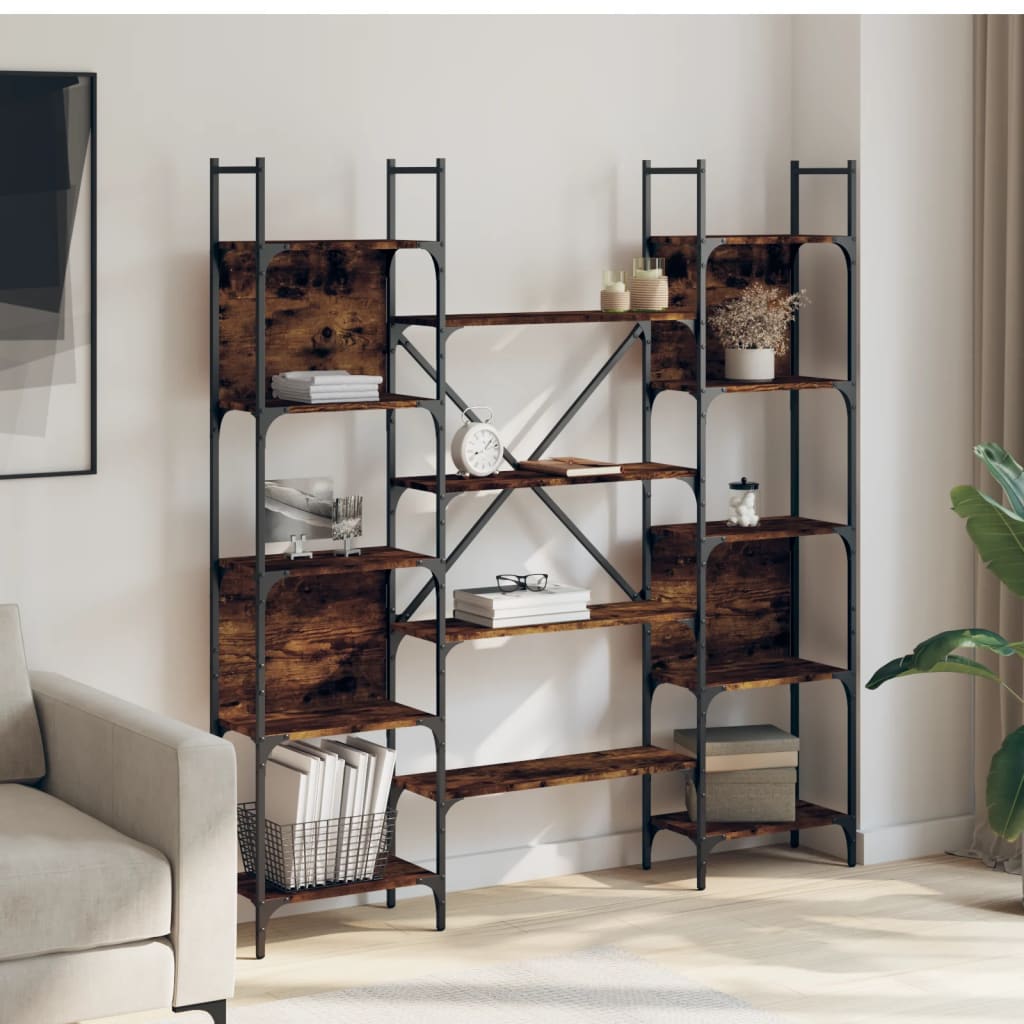 Boekenkast 155,5x24x166,5 cm bewerkt hout gerookt eikenkleurig is nu te koop bij PeponiXL, paradijselijk wonen!