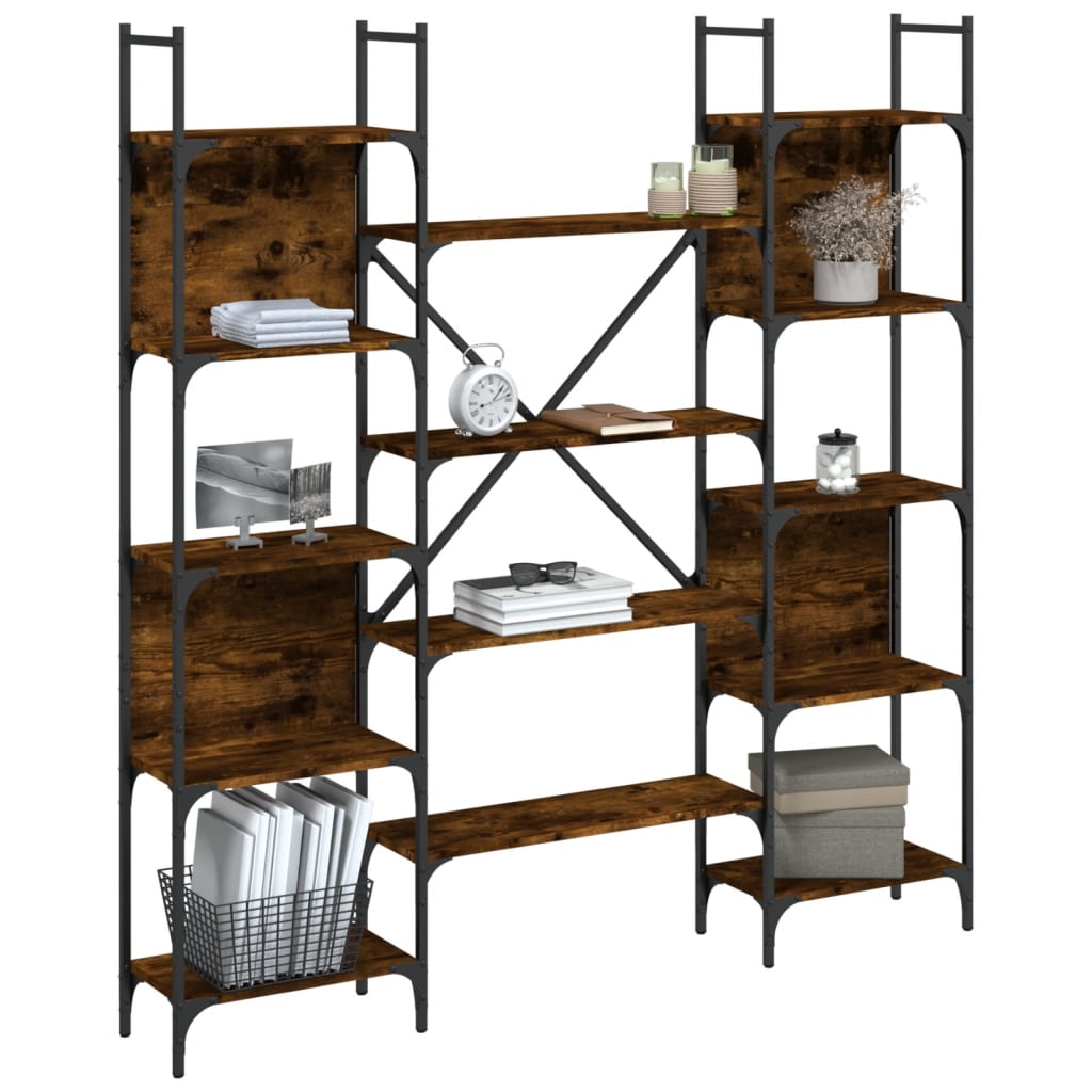 Boekenkast 155,5x24x166,5 cm bewerkt hout gerookt eikenkleurig is nu te koop bij PeponiXL, paradijselijk wonen!