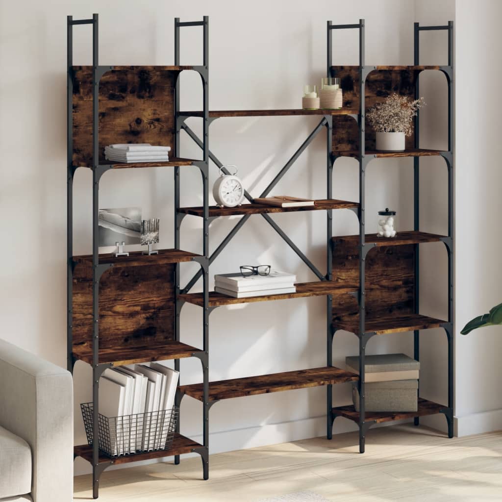 Boekenkast 155,5x24x166,5 cm bewerkt hout gerookt eikenkleurig is nu te koop bij PeponiXL, paradijselijk wonen!