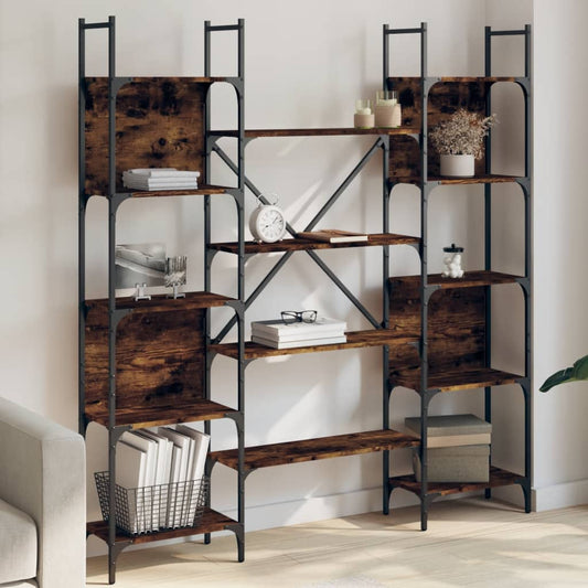 Boekenkast 155,5x24x166,5 cm bewerkt hout gerookt eikenkleurig is nu te koop bij PeponiXL, paradijselijk wonen!