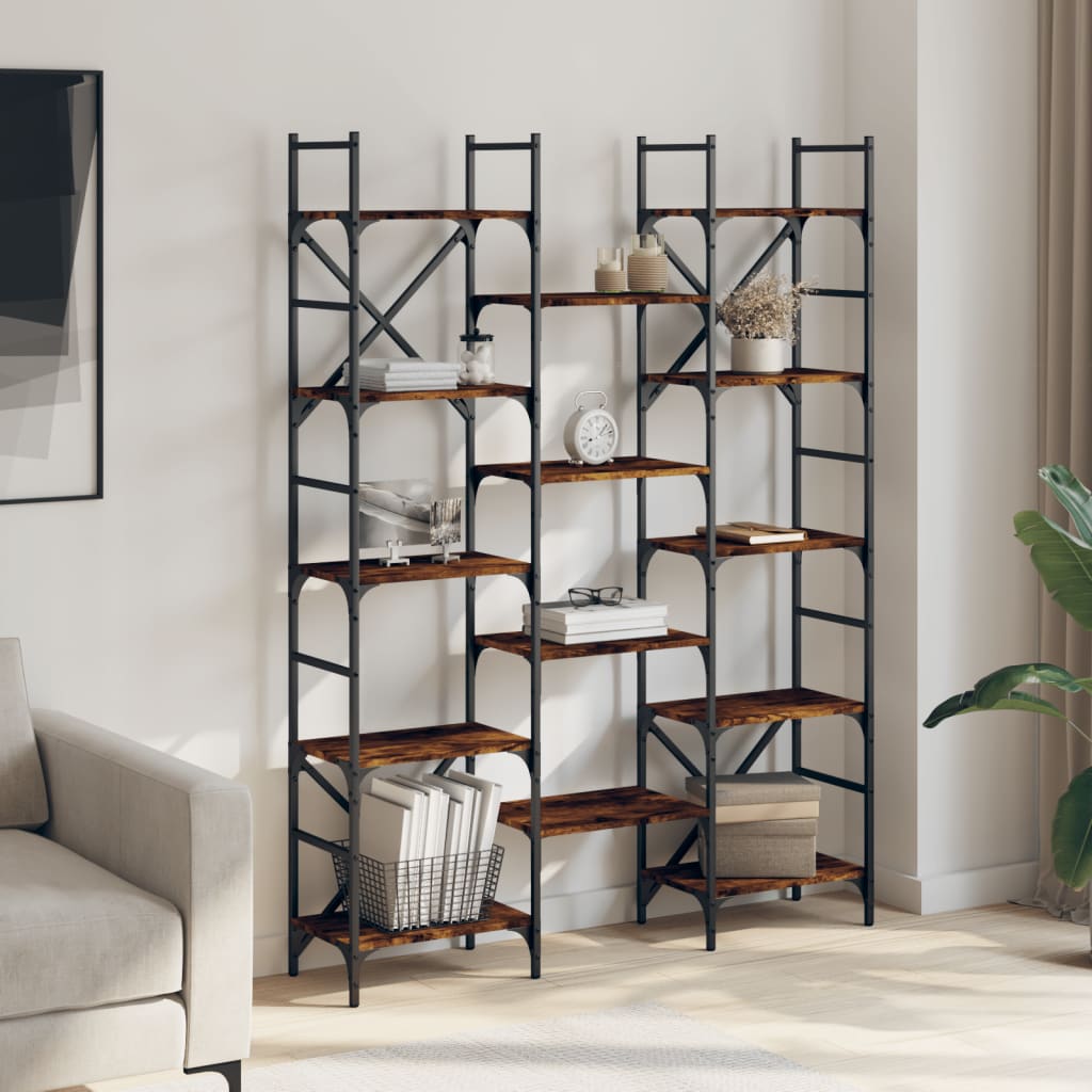Boekenkast 127,5x28,5x172,5 cm bewerkt hout gerookt eikenkleur is nu te koop bij PeponiXL, paradijselijk wonen!