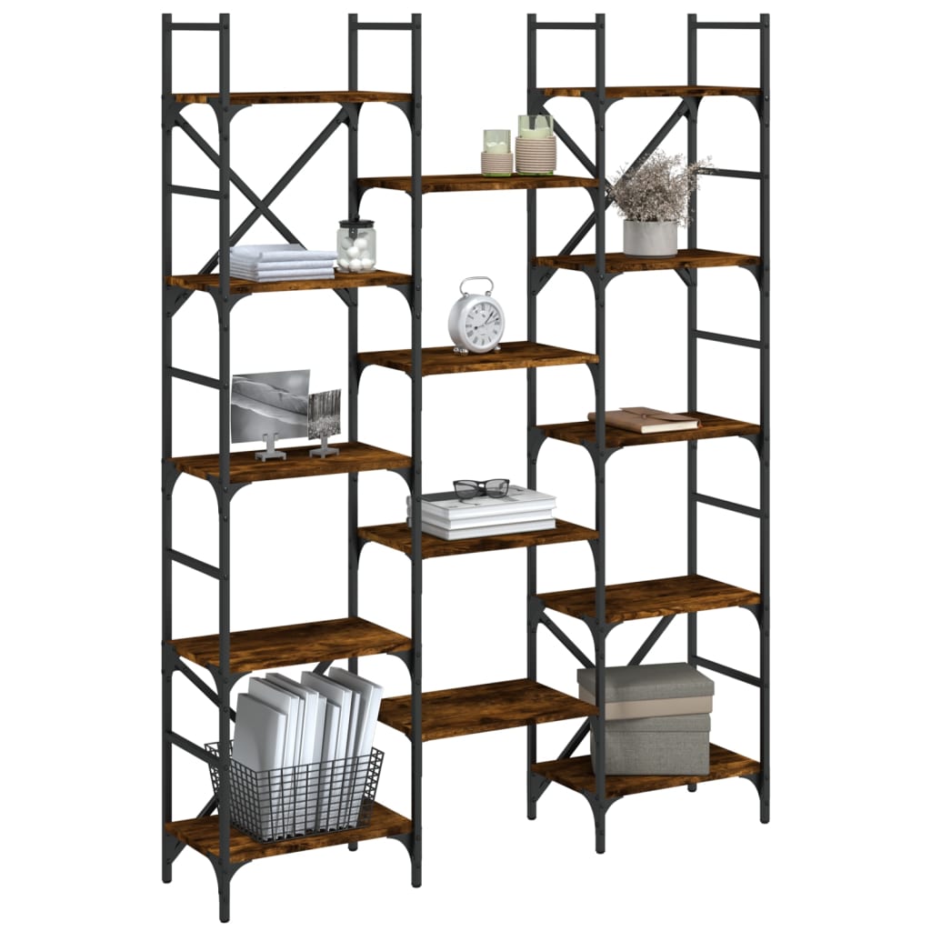 Boekenkast 127,5x28,5x172,5 cm bewerkt hout gerookt eikenkleur is nu te koop bij PeponiXL, paradijselijk wonen!