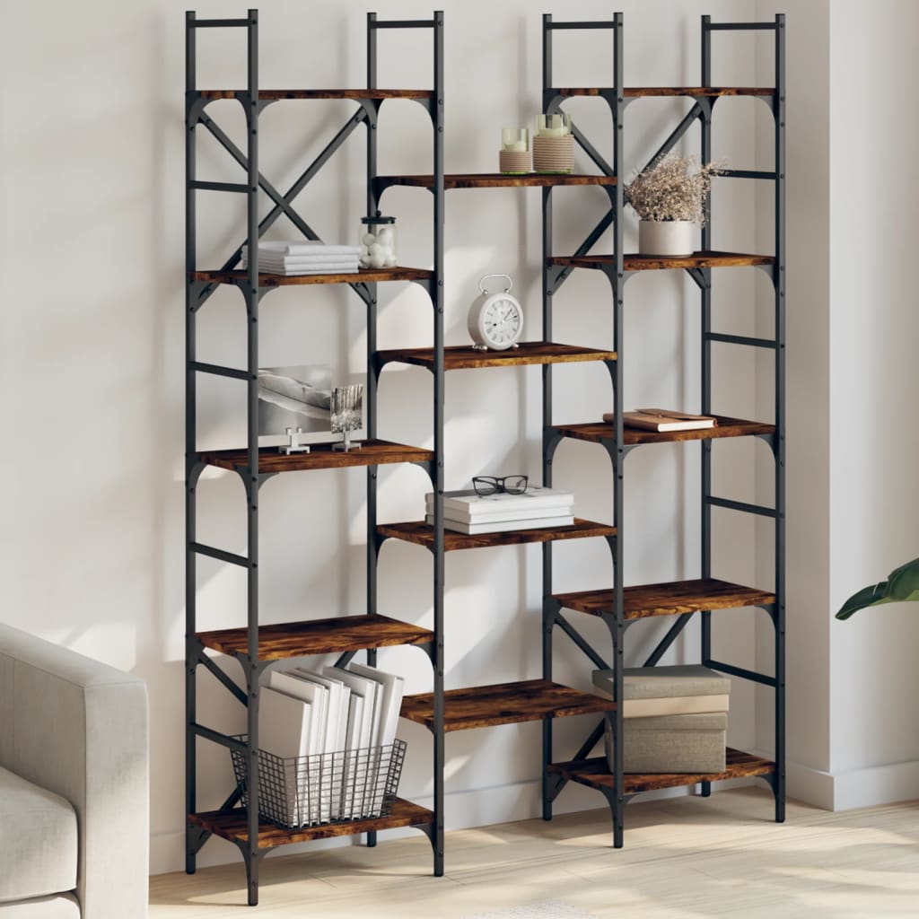 Boekenkast 127,5x28,5x172,5 cm bewerkt hout gerookt eikenkleur is nu te koop bij PeponiXL, paradijselijk wonen!