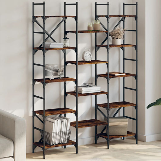 Boekenkast 127,5x28,5x172,5 cm bewerkt hout gerookt eikenkleur is nu te koop bij PeponiXL, paradijselijk wonen!