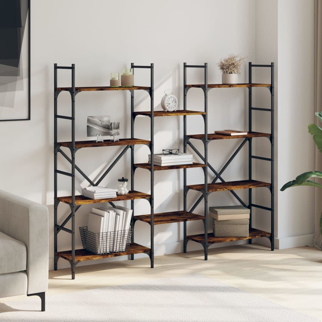Boekenkast 160x28,5x136,5 cm bewerkt hout gerookt eikenkleurig is nu te koop bij PeponiXL, paradijselijk wonen!