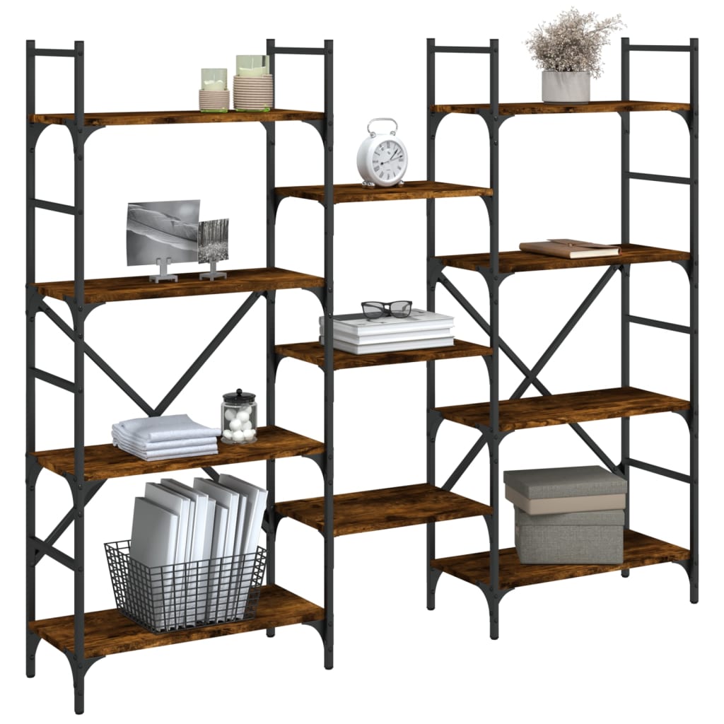 Boekenkast 160x28,5x136,5 cm bewerkt hout gerookt eikenkleurig is nu te koop bij PeponiXL, paradijselijk wonen!