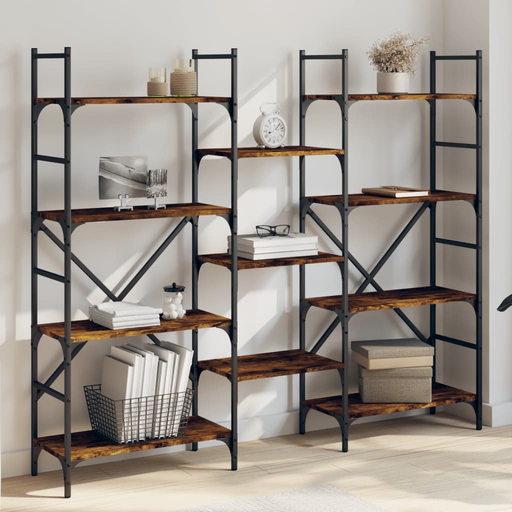Boekenkast 160x28,5x136,5 cm bewerkt hout gerookt eikenkleurig is nu te koop bij PeponiXL, paradijselijk wonen!