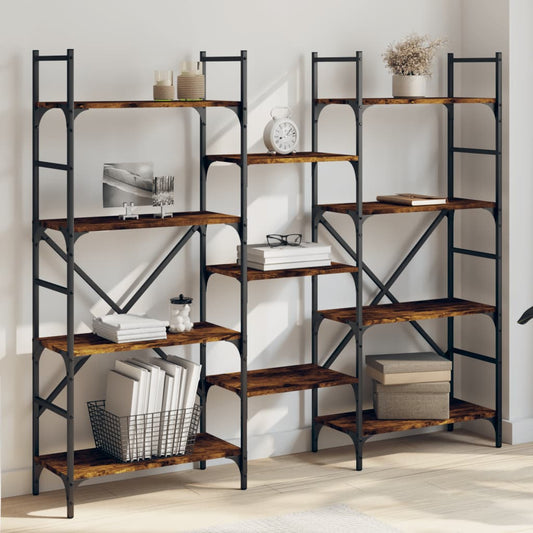 Boekenkast 160x28,5x136,5 cm bewerkt hout gerookt eikenkleurig is nu te koop bij PeponiXL, paradijselijk wonen!