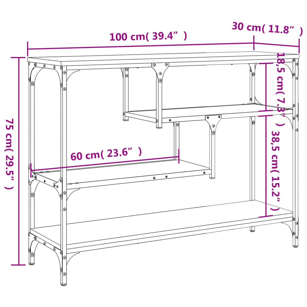 Wandtafel 100x30x75 cm bewerkt hout zwart is nu te koop bij PeponiXL, paradijselijk wonen!