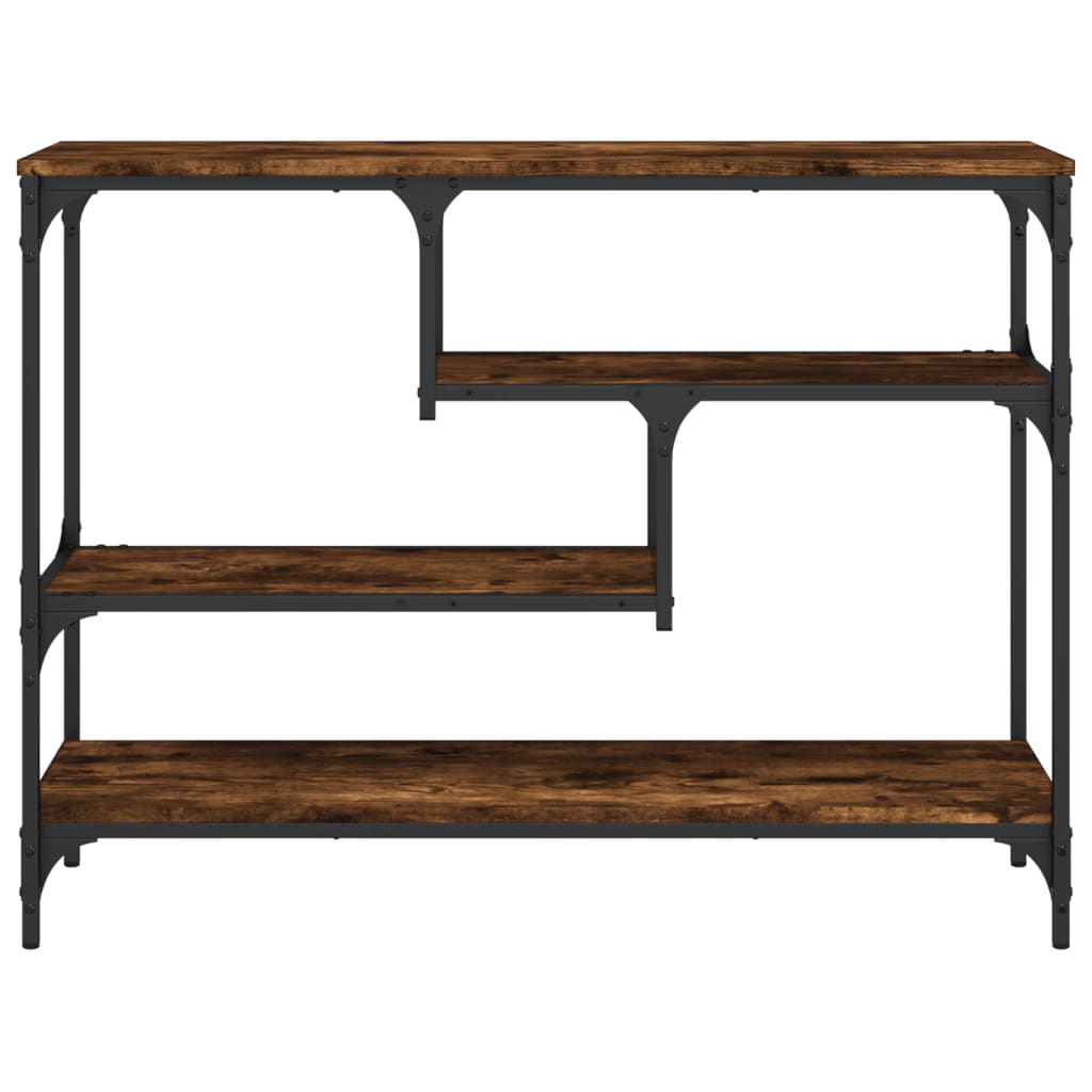 Wandtafel 100x30x75 cm bewerkt hout gerookt eikenkleurig is nu te koop bij PeponiXL, paradijselijk wonen!