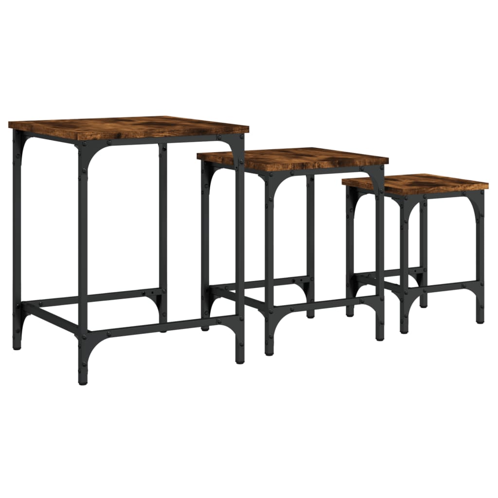 3-delige Tafeltjesset bewerkt hout gerookt eikenkleurig is nu te koop bij PeponiXL, paradijselijk wonen!