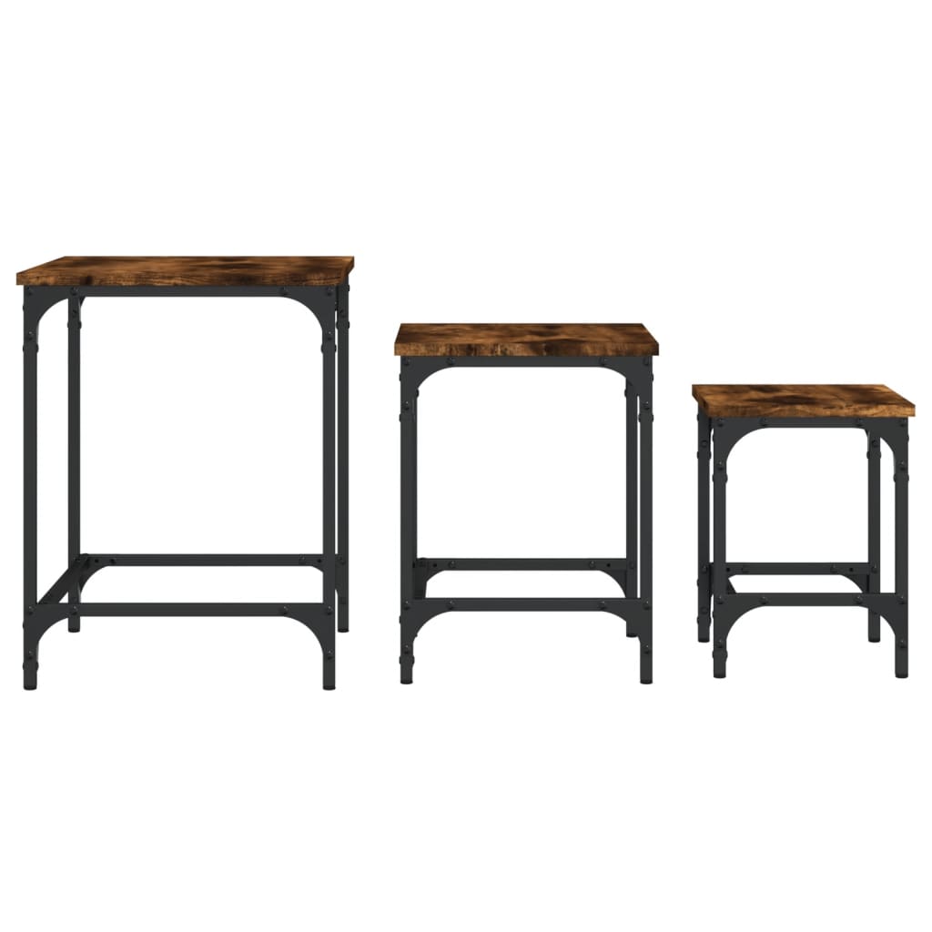 3-delige Tafeltjesset bewerkt hout gerookt eikenkleurig is nu te koop bij PeponiXL, paradijselijk wonen!