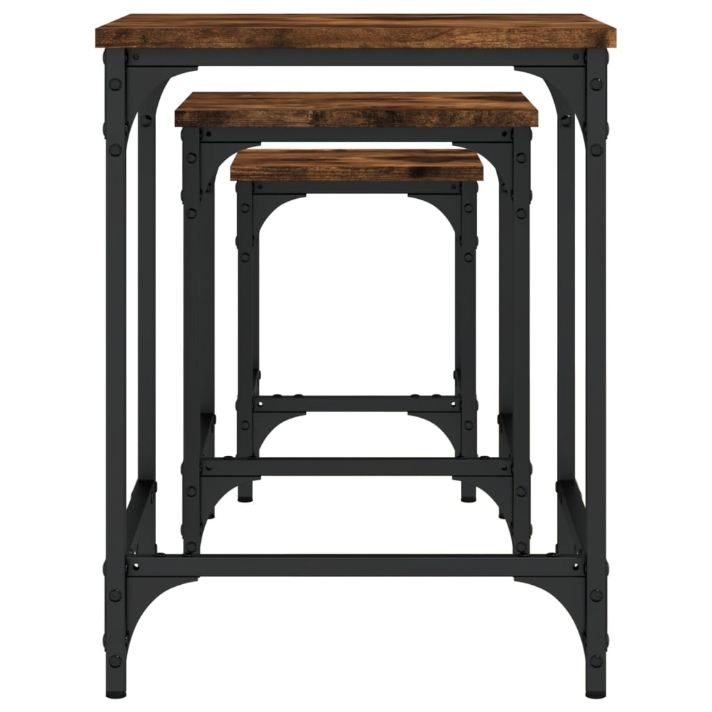 3-delige Tafeltjesset bewerkt hout gerookt eikenkleurig is nu te koop bij PeponiXL, paradijselijk wonen!
