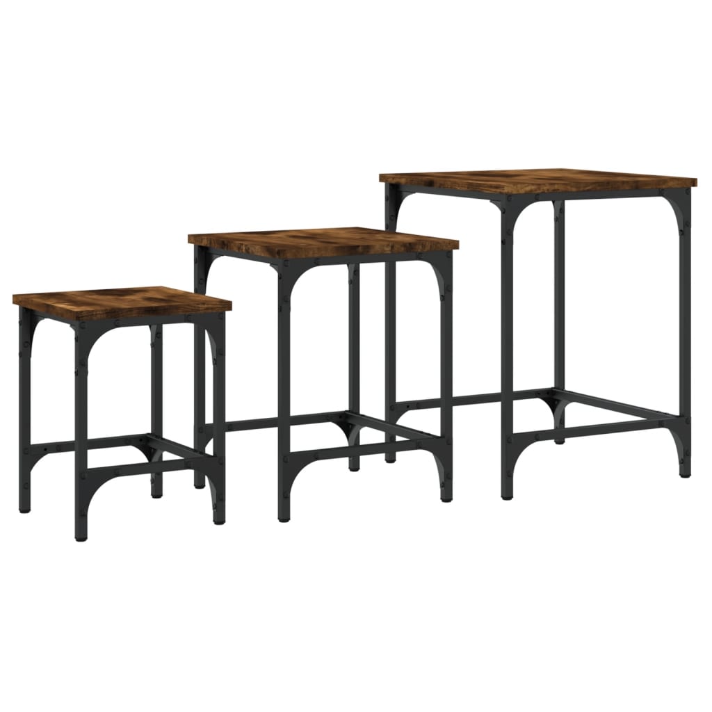 3-delige Tafeltjesset bewerkt hout gerookt eikenkleurig is nu te koop bij PeponiXL, paradijselijk wonen!