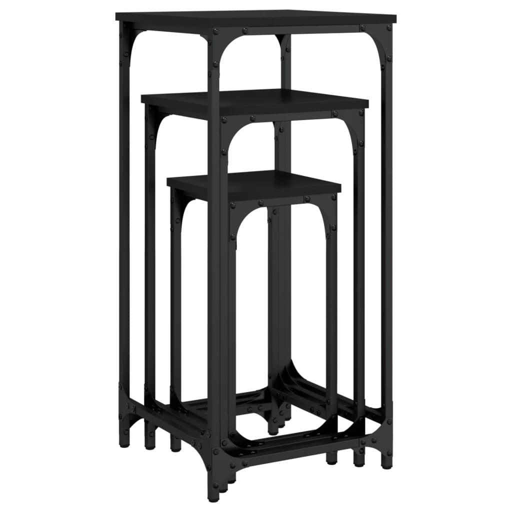 3-delige Tafeltjesset bewerkt hout zwart is nu te koop bij PeponiXL, paradijselijk wonen!