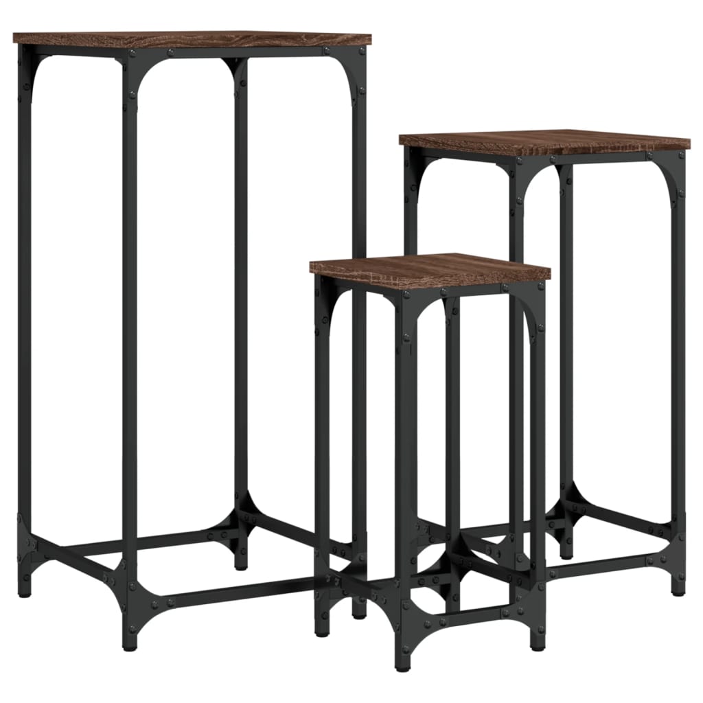 3-delige Tafeltjesset bewerkt hout bruin eikenkleur is nu te koop bij PeponiXL, paradijselijk wonen!