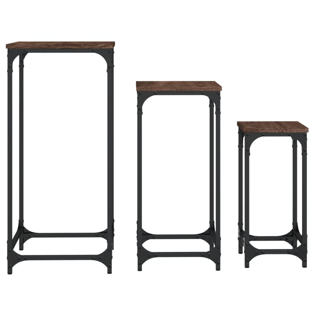 3-delige Tafeltjesset bewerkt hout bruin eikenkleur is nu te koop bij PeponiXL, paradijselijk wonen!