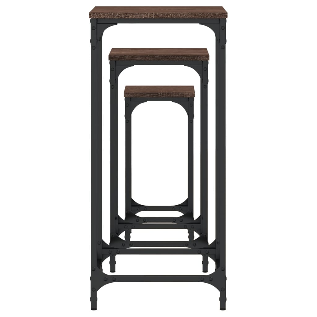 3-delige Tafeltjesset bewerkt hout bruin eikenkleur is nu te koop bij PeponiXL, paradijselijk wonen!