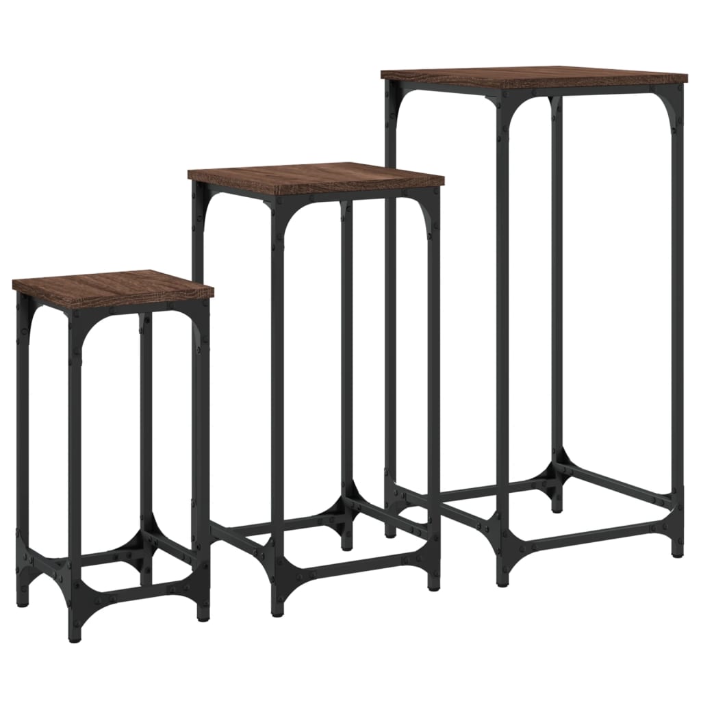 3-delige Tafeltjesset bewerkt hout bruin eikenkleur is nu te koop bij PeponiXL, paradijselijk wonen!