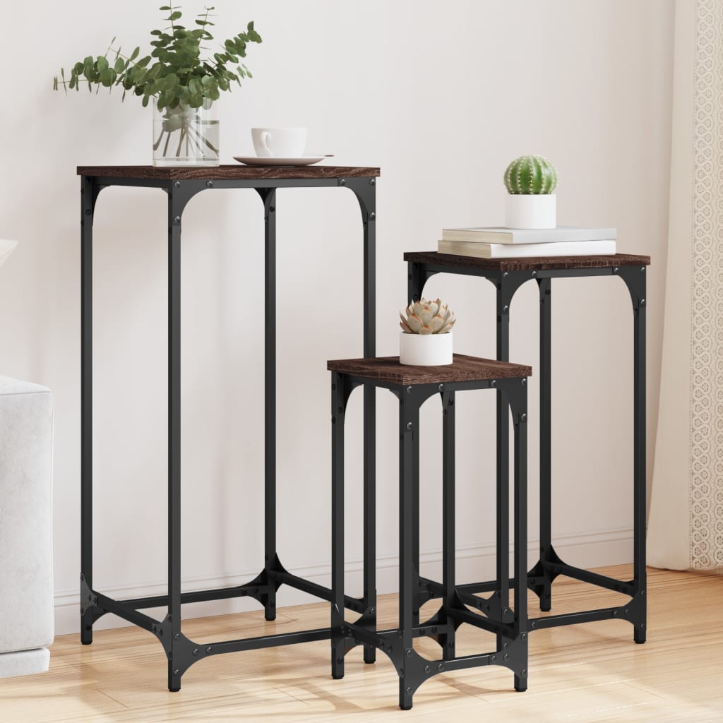 3-delige Tafeltjesset bewerkt hout bruin eikenkleur is nu te koop bij PeponiXL, paradijselijk wonen!