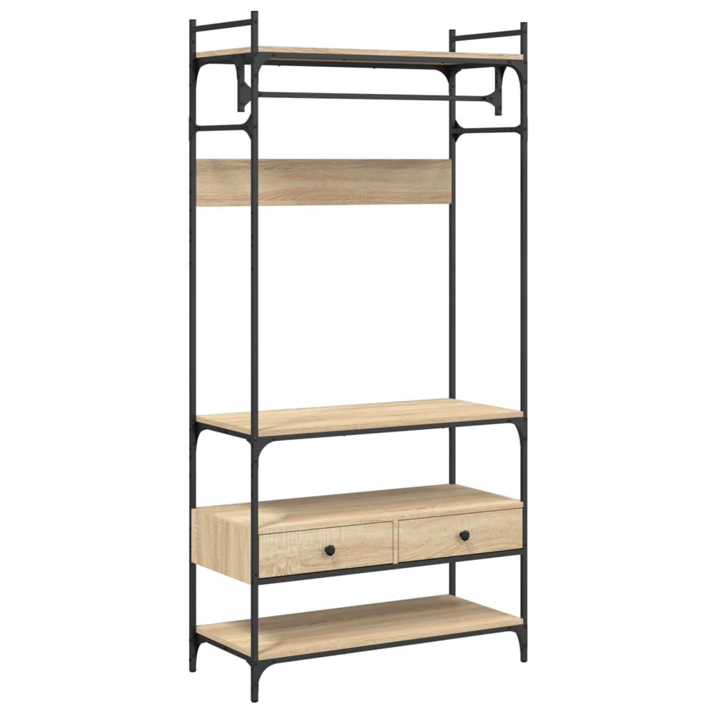 Kledingkast met lades 89x39x184,5 cm bewerkt hout sonoma eiken is nu te koop bij PeponiXL, paradijselijk wonen!