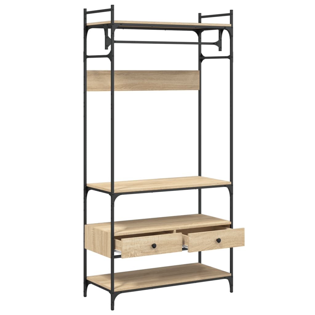 Kledingkast met lades 89x39x184,5 cm bewerkt hout sonoma eiken is nu te koop bij PeponiXL, paradijselijk wonen!